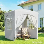 Outsunny Gazebo Pliabil 2 x 2 m, Pavilion de Grădină Portabil UPF50+ cu 4 Pereți Laterali, Înălțime Reglabilă, Geantă de Transport pentru Petreceri, Evenimente, Camping, Gri Deschis | Aosom Romania 
