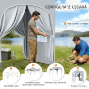 Outsunny Gazebo Pliabil 2 x 2 m, Pavilion de Grădină Portabil UPF50+ cu 4 Pereți Laterali, Înălțime Reglabilă, Geantă de Transport pentru Petreceri, Evenimente, Camping, Gri Deschis | Aosom Romania 