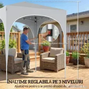 Outsunny Gazebo Pliabil 2 x 2 m, Pavilion de Grădină Portabil UPF50+ cu 4 Pereți Laterali, Înălțime Reglabilă, Geantă de Transport pentru Petreceri, Evenimente, Camping, Gri Deschis | Aosom Romania 