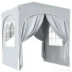 Outsunny Pavilion pliabil 2x2 m, reglabil, cu 4 pereți laterali, din metal și țesătură Oxford gri deschis