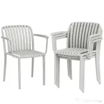 Outsunny Set de 4 Scaune de Grădină Stackabile, Design Lamelar și Cotiere.