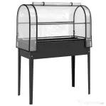 Outsunny Jardinieră Ridicată cu Mini Sera și Orificiu de Drenare, 100x49x136 cm, Negru