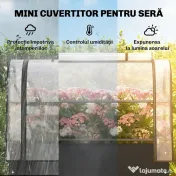 Outsunny Pat Ridicat cu Acoperire Rabatabilă pentru Sera, Ladă de Grădină Ridicată din Metal cu Orificiu de Drenaj, Negru | Aosom Romania 
