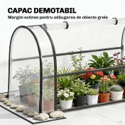 Outsunny Pat Ridicat cu Acoperire Rabatabilă pentru Sera, Ladă de Grădină Ridicată din Metal cu Orificiu de Drenaj, Negru | Aosom Romania 