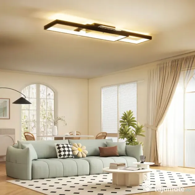 HOMCOM Plafonieră LED Reglabilă cu Telecomandă și Întrerupător, Temperatura Culoare 3000-6000K, Lampă de Design pentru Living și Sufragerie, 70x30 cm, Negru | Aosom Romania