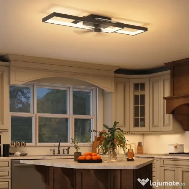 HOMCOM Plafonieră LED Reglabilă cu Telecomandă și Întrerupător, Temperatura Culoare 3000-6000K, Lampă de Design pentru Living și Sufragerie, 70x30 cm, Negru | Aosom Romania