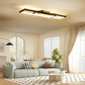 HOMCOM Plafonieră LED Reglabilă cu Telecomandă și Întrerupător, Temperatura Culoare 3000-6000K, Lampă de Design pentru Living și Sufragerie, 70x30 cm, Negru