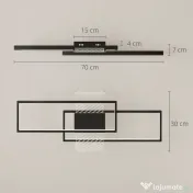 HOMCOM Plafonieră LED Reglabilă cu Telecomandă și Întrerupător, Temperatura Culoare 3000-6000K, Lampă de Design pentru Living și Sufragerie, 70x30 cm, Negru