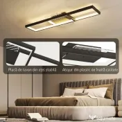 HOMCOM Plafonieră LED Reglabilă cu Telecomandă și Întrerupător, Temperatura Culoare 3000-6000K, Lampă de Design pentru Living și Sufragerie, 70x30 cm, Negru