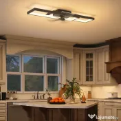 HOMCOM Plafonieră LED Reglabilă cu Telecomandă și Întrerupător, Temperatura Culoare 3000-6000K, Lampă de Design pentru Living și Sufragerie, 70x30 cm, Negru