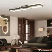 HOMCOM Plafonieră LED Reglabilă cu Telecomandă și Întrerupător, Temperatura Culoare 3000-6000K, Lampă de Design pentru Living și Sufragerie, 70x30 cm, Negru