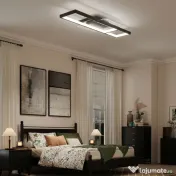 HOMCOM Plafonieră LED Reglabilă cu Telecomandă și Întrerupător, Temperatura Culoare 3000-6000K, Lampă de Design pentru Living și Sufragerie, 70x30 cm, Negru