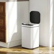 HOMCOM Coș de Gunoi de 13L cu Senzor și Spațiu pentru Deodorante, Coș din Oțel Galvanizat și PP, 24x24x41 cm, Alb și Negru | Aosom Romania 