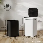 HOMCOM Coș de Gunoi de 13L cu Senzor și Spațiu pentru Deodorante, Coș din Oțel Galvanizat și PP, 24x24x41 cm, Alb și Negru | Aosom Romania 