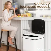 HOMCOM Coș de Gunoi de 13L cu Senzor și Spațiu pentru Deodorante, Coș din Oțel Galvanizat și PP, 24x24x41 cm, Alb și Negru | Aosom Romania 