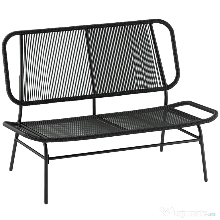 Outsunny Canapea din Ratan, Banchetă pentru Exterior, 2 Locuri, pentru Terasă | Aosom Romania