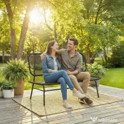 Outsunny Canapea din Ratan, Banchetă pentru Exterior, 2 Locuri, pentru Terasă | Aosom Romania 