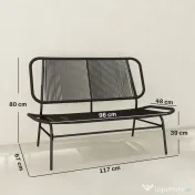 Outsunny Canapea din Ratan, Banchetă pentru Exterior, 2 Locuri, pentru Terasă | Aosom Romania 