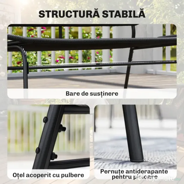Outsunny Canapea din Ratan, Banchetă pentru Exterior, 2 Locuri, pentru Terasă | Aosom Romania
