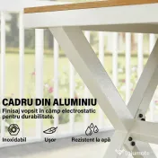 Outsunny Set Masă și Scaune de Grădină 7 Piese, Set Prânz Exterior din Aluminiu cu 6 Scaune Stivuibile, Masă cu Șipci Imitatie Lemn, pentru Terasă, Balcon, Patio, Teak | Aosom Romania