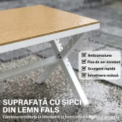 Outsunny Set Masă și Scaune de Grădină 7 Piese, Set Prânz Exterior din Aluminiu cu 6 Scaune Stivuibile, Masă cu Șipci Imitatie Lemn, pentru Terasă, Balcon, Patio, Teak | Aosom Romania