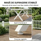 Outsunny Set Masă și Scaune de Grădină 7 Piese, Set Prânz Exterior din Aluminiu cu 6 Scaune Stivuibile, Masă cu Șipci Imitatie Lemn, pentru Terasă, Balcon, Patio, Teak | Aosom Romania