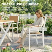Outsunny Set Masă și Scaune de Grădină 7 Piese, Set Prânz Exterior din Aluminiu cu 6 Scaune Stivuibile, Masă cu Șipci Imitatie Lemn, pentru Terasă, Balcon, Patio, Teak | Aosom Romania