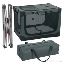 PawHut Cușcă de Transport Pliabilă pentru Câini și Pisici cu Pernă, Husă Lavabilă, Uși, din Oxford Respirabil 600D, 76x54x54 cm, Verde | Aosom Romania