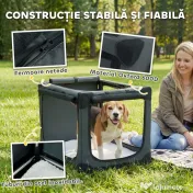 PawHut Cușcă de Transport Pliabilă pentru Câini și Pisici cu Pernă, Husă Lavabilă, Uși, din Oxford Respirabil 600D, 76x54x54 cm, Verde | Aosom Romania 