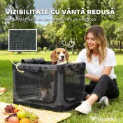 PawHut Cușcă de Transport Pliabilă pentru Câini și Pisici cu Pernă, Husă Lavabilă, Uși, din Oxford Respirabil 600D, 76x54x54 cm, Verde | Aosom Romania 