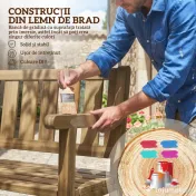 Outsunny Bancă de Grădină pentru 2 Persoane, Bancă de Exterior cu Lamele din Lemn de Molid, Stil Country, Bancă pentru Terasă, Patio și Curte, 150x57x93 cm, Culoare Teak | Aosom Romania