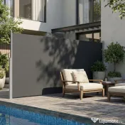 Outsunny Paravan Lateral Retractabil Impermeabil și UV50+, din Aluminiu, Oțel și Poliester, 420x185 cm, Gri Închis | Aosom Romania