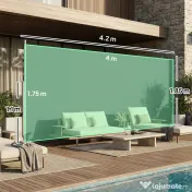 Outsunny Paravan Lateral Retractabil Impermeabil și UV50+, din Aluminiu, Oțel și Poliester, 420x185 cm, Gri Închis | Aosom Romania