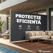 Outsunny Paravan Lateral Retractabil Impermeabil și UV50+, din Aluminiu, Oțel și Poliester, 420x185 cm, Gri Închis | Aosom Romania