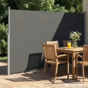 Outsunny Paravan Lateral Retractabil Impermeabil și UV50+, din Aluminiu, Oțel și Poliester, 420x185 cm, Gri Închis | Aosom Romania