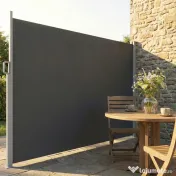 Outsunny Paravan Lateral Retractabil Impermeabil și UV50+, din Aluminiu, Oțel și Poliester, 420x185 cm, Gri Închis | Aosom Romania