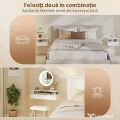 HOMCOM Set de 2 Noptiere Suspendate cu Sertar și Raft Deschis, 35x32x22.5 cm, Alb | Aosom Romania 