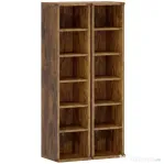 HOMCOM Set 2 Rafturi pentru CD-uri cu Polițe Reglabile pentru 204 CD-uri din Lemn, 21x22,5x88,5 cm, Maro Rustic