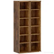 HOMCOM Set de 2 Rafturi pentru 204 CD-uri cu Polițe Ajustabile, 21x22,5x88,5cm, Maro Rustic | Aosom Romania