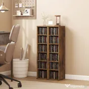 HOMCOM Set de 2 Rafturi pentru 204 CD-uri cu Polițe Ajustabile, 21x22,5x88,5cm, Maro Rustic | Aosom Romania