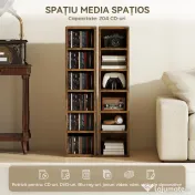 HOMCOM Set de 2 Rafturi pentru 204 CD-uri cu Polițe Ajustabile, 21x22,5x88,5cm, Maro Rustic | Aosom Romania