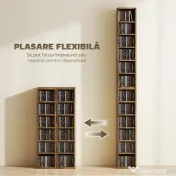 HOMCOM Set de 2 Rafturi pentru 204 CD-uri cu Polițe Ajustabile, 21x22,5x88,5cm, Maro Rustic | Aosom Romania