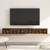 HOMCOM Set de 2 Rafturi pentru 204 CD-uri cu Polițe Ajustabile, 21x22,5x88,5cm, Maro Rustic | Aosom Romania