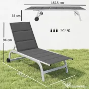Outsunny șezlong basculant pentru plajă | Aosom Romania 
