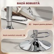 HOMCOM Scaun de Bar cu Înălțime Reglabilă, Scaun de Bucătărie Înalt din PU cu Spătar, Suport pentru Picioare, Cotiere și Șezut Confortabil, Structură Metalică, Rotativ la 360°, pentru Insulă, Roșu Vin | Aosom Romania 