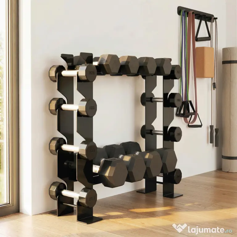 SPORTNOW suport pentru gantere, rastel pentru greutăți, organizator pentru greutăți, suport fitness, organizator pentru sala de sport | Aosom Romania
