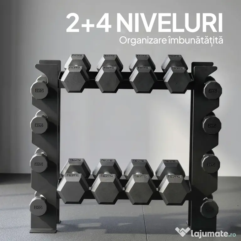 SPORTNOW suport pentru gantere, rastel pentru greutăți, organizator pentru greutăți, suport fitness, organizator pentru sala de sport | Aosom Romania