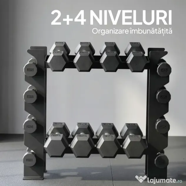 SPORTNOW suport pentru gantere, rastel pentru greutăți, organizator pentru greutăți, suport fitness, organizator pentru sala de sport | Aosom Romania