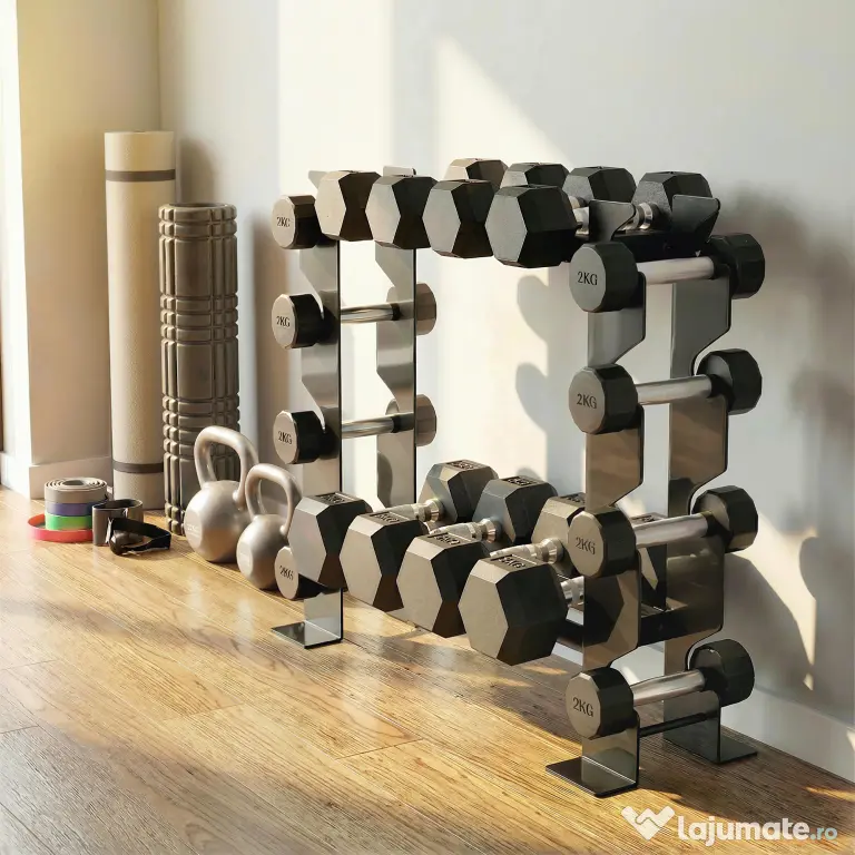SPORTNOW suport pentru gantere, rastel pentru greutăți, organizator pentru greutăți, suport fitness, organizator pentru sala de sport | Aosom Romania
