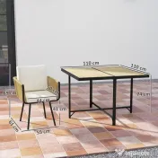 Outsunny Set de Grădină 5 Piese cu Masă din Lemn-Plastic | Aosom Romania